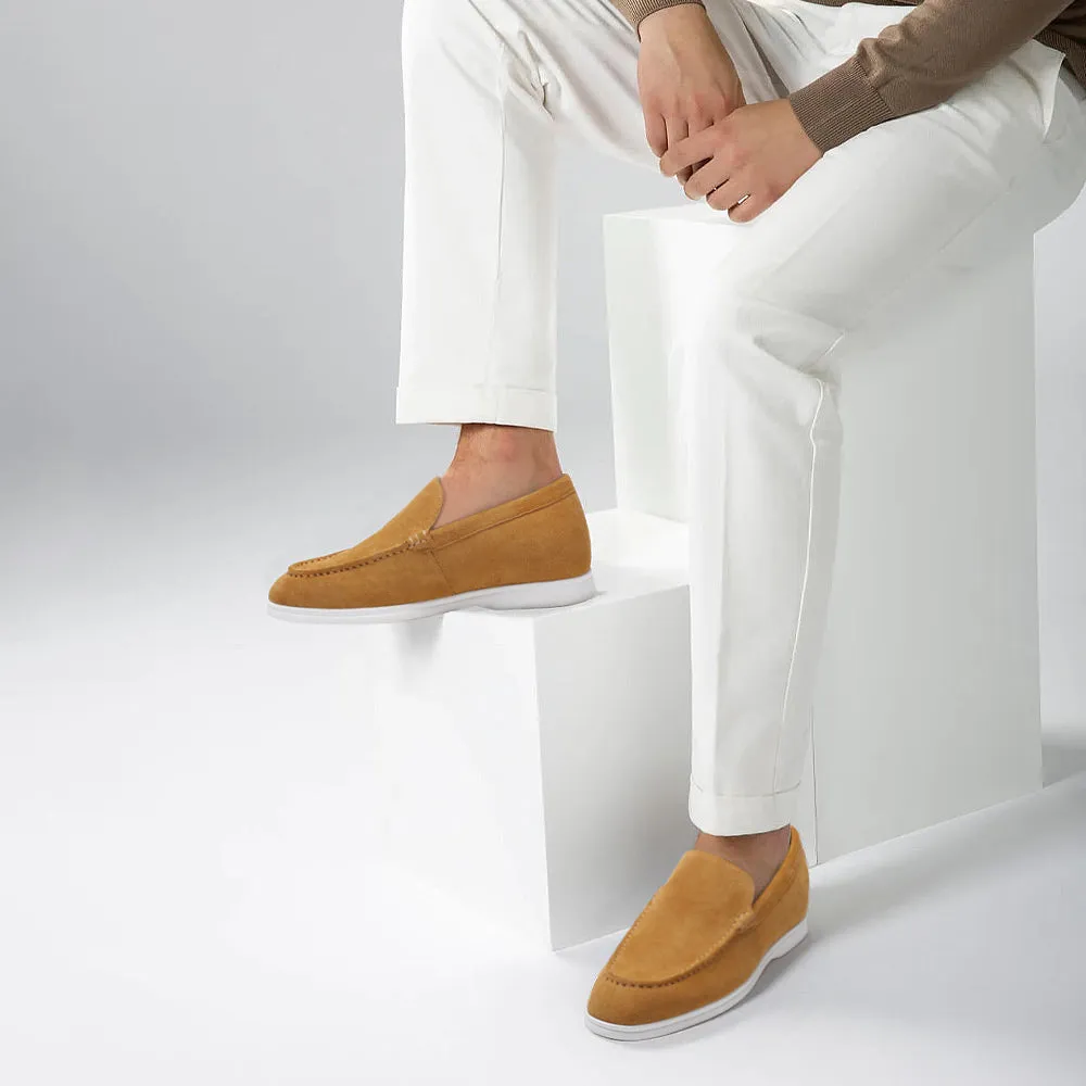 5 CM / 1.95 Inches CMR CHAMARIPA Men's Elevator Shoes - Suede Apron Toe Loafers