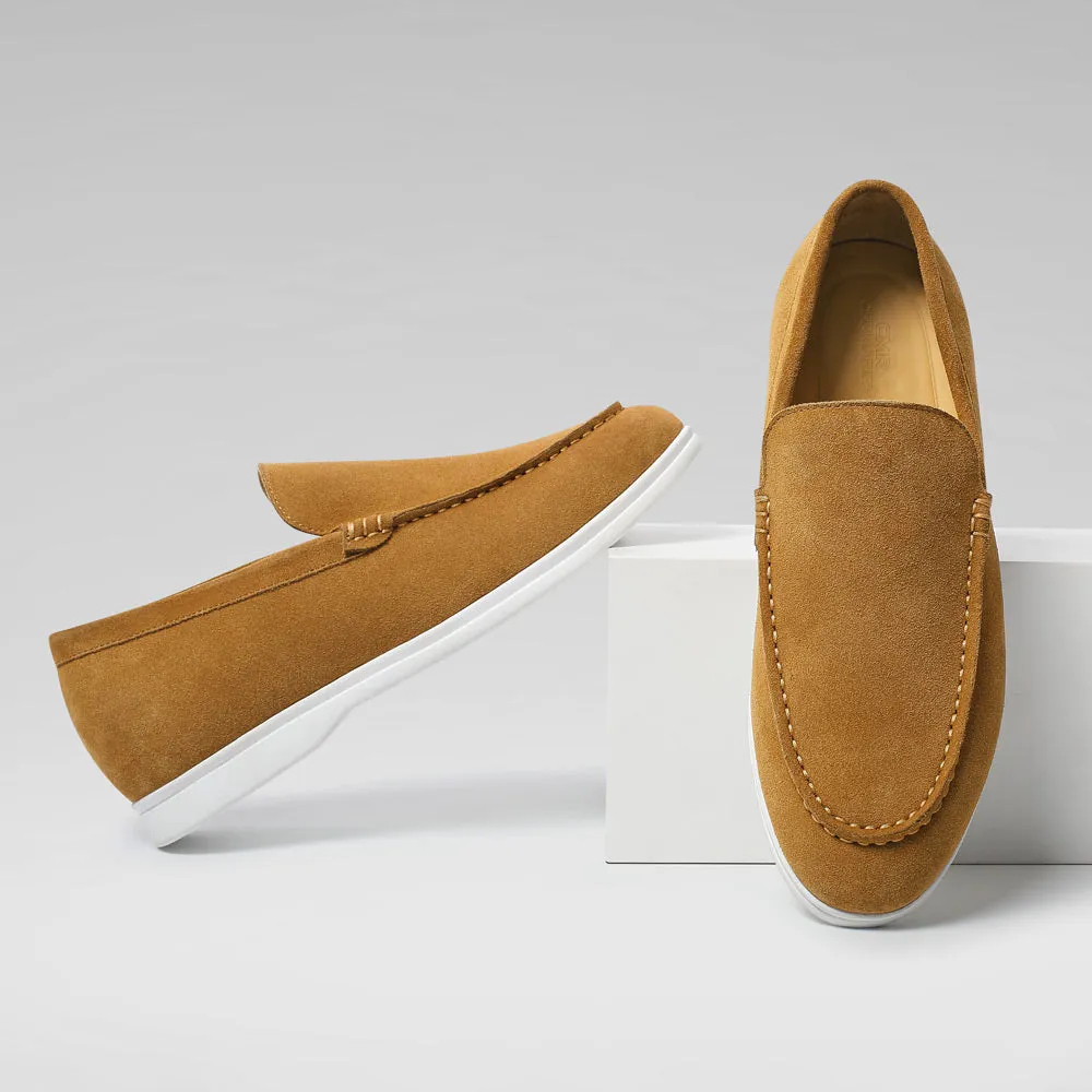 5 CM / 1.95 Inches CMR CHAMARIPA Men's Elevator Shoes - Suede Apron Toe Loafers