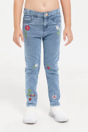 Girls Blue Embellished Jeans
