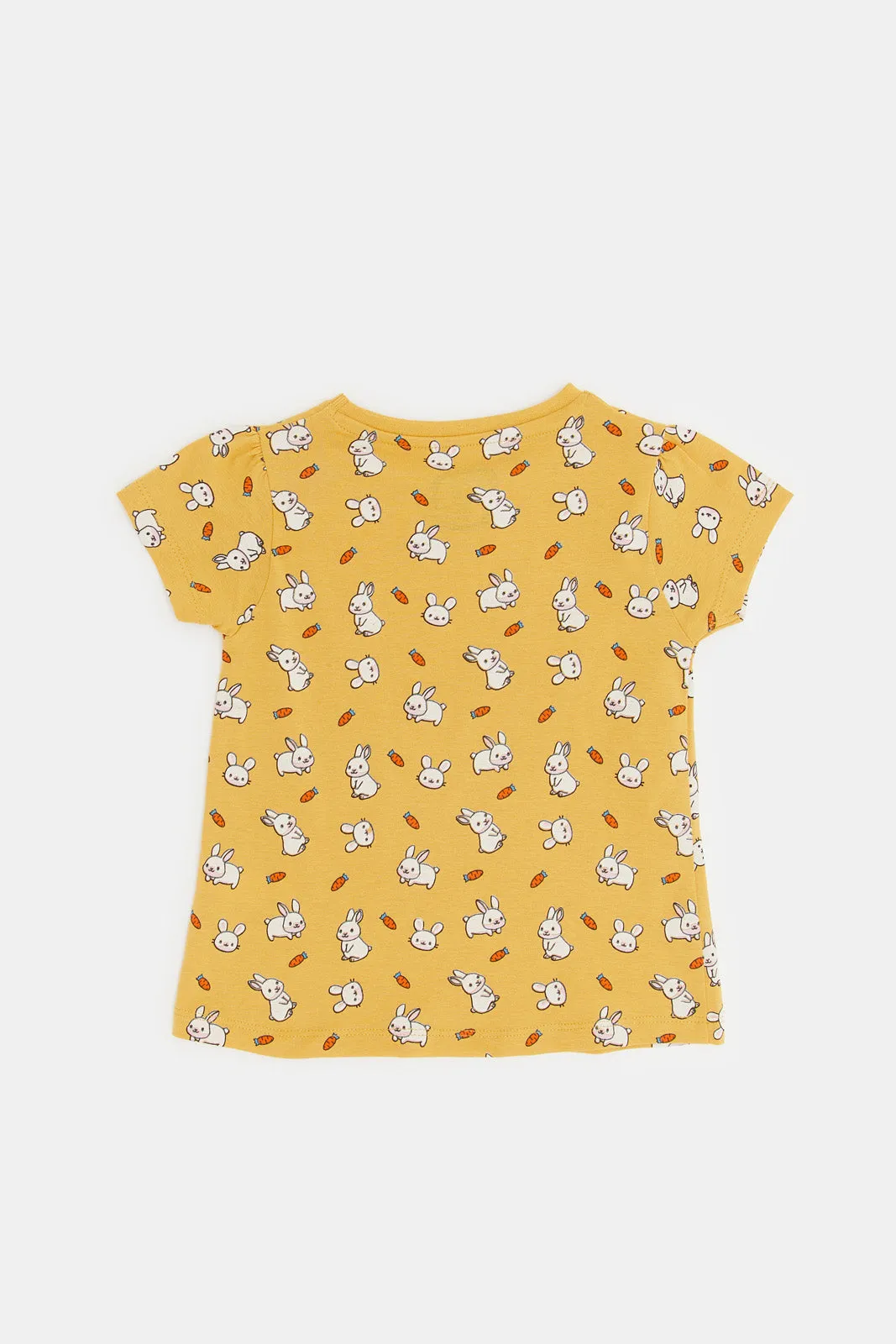 Infant Girls Mustard Printed T-Shirt