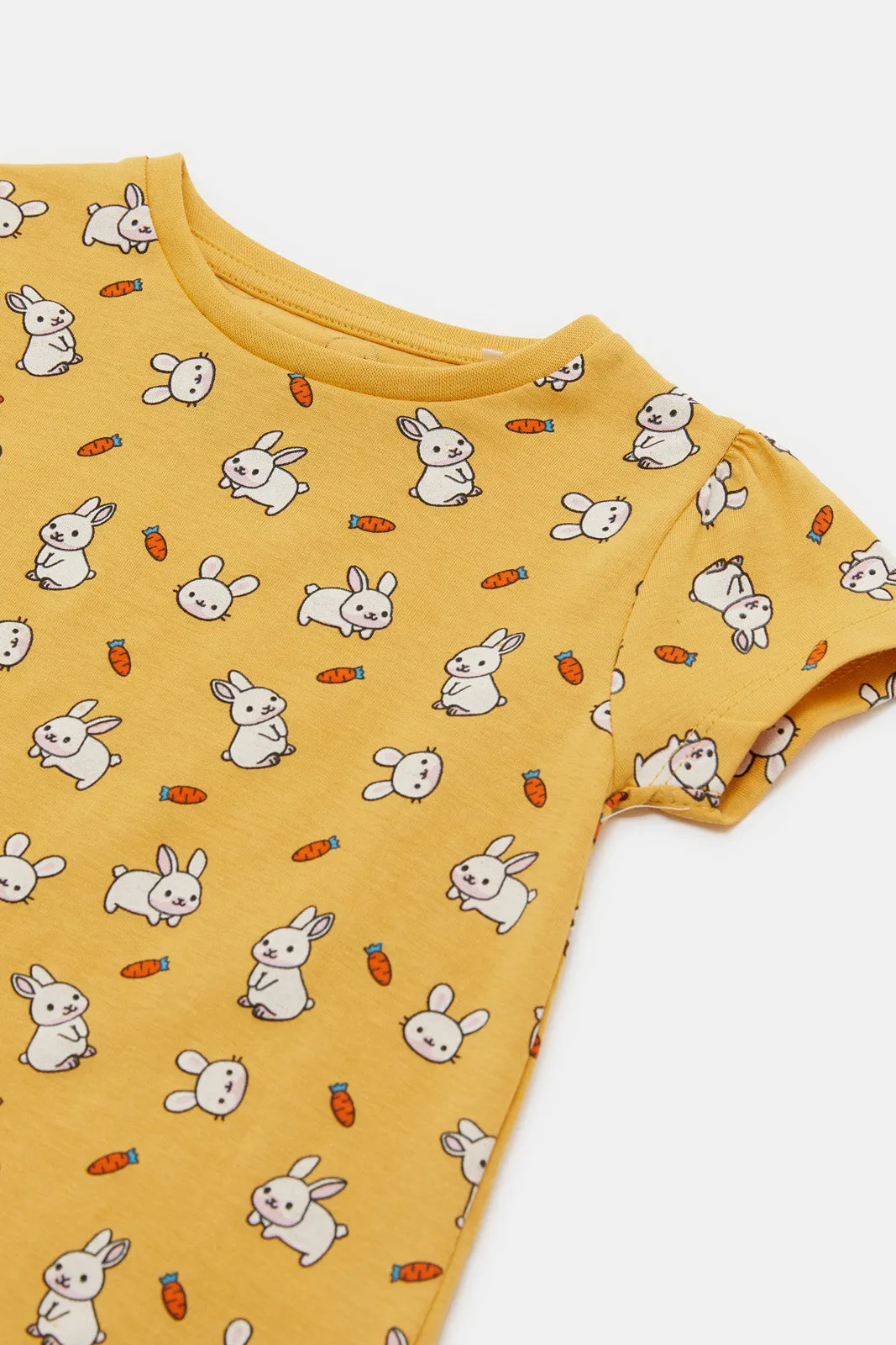 Infant Girls Mustard Printed T-Shirt