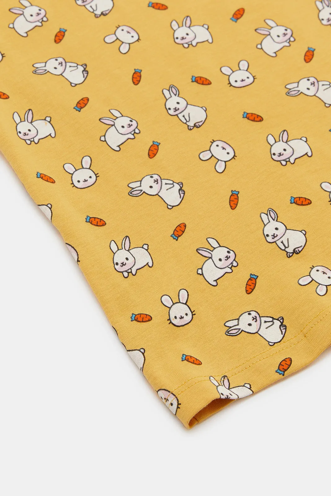 Infant Girls Mustard Printed T-Shirt