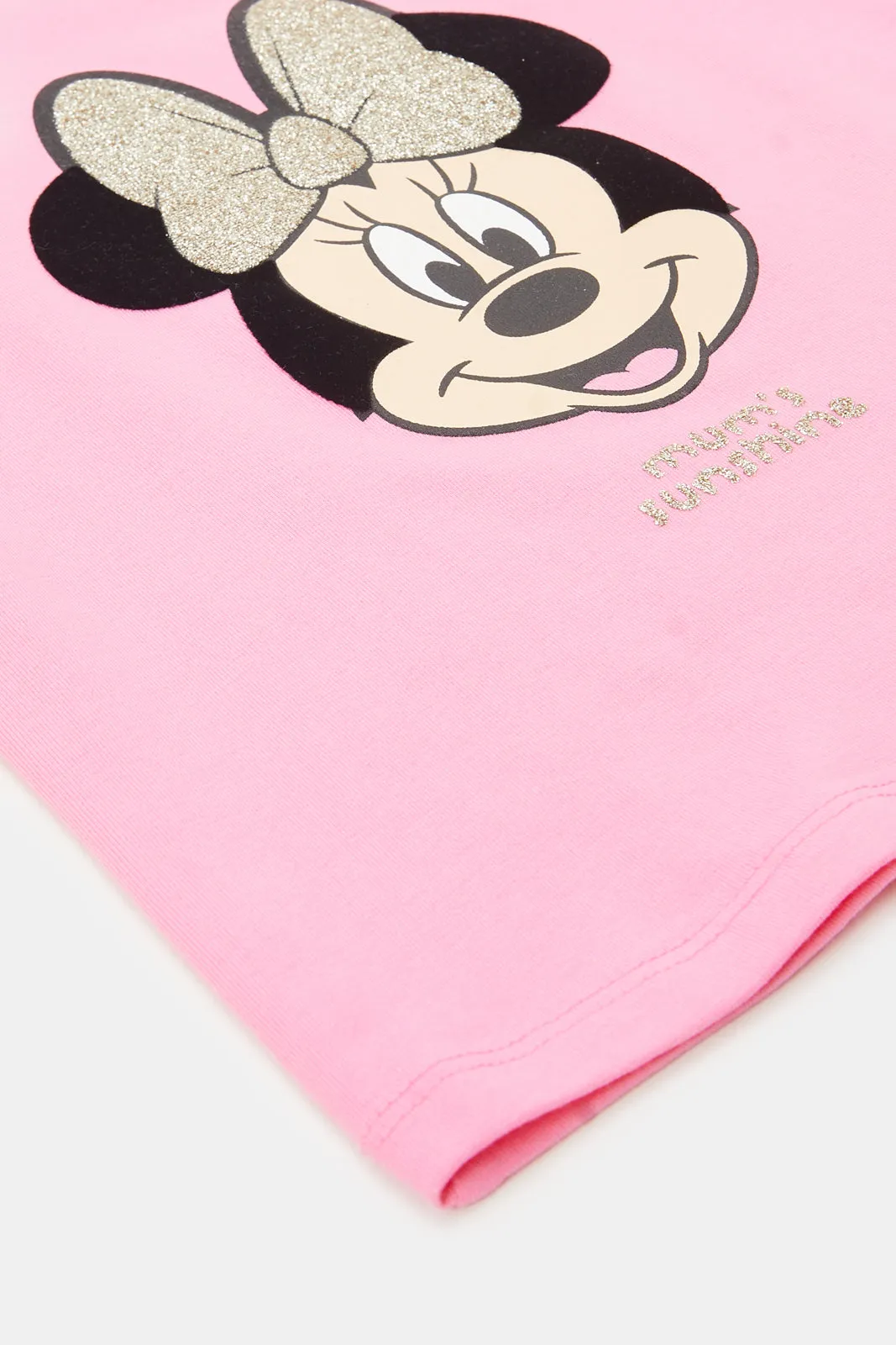 Infant Girls Pink Minnie Mouse Print Frilled T-Shirt