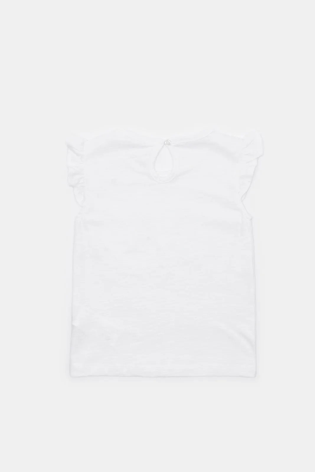 Infant Girls White Schiffli Pocket T-Shirt