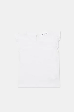 Infant Girls White Schiffli Pocket T-Shirt
