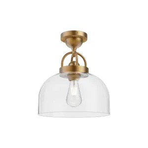 Lancaster 12-in Aged Gold 1 Light Semi Flush Mount