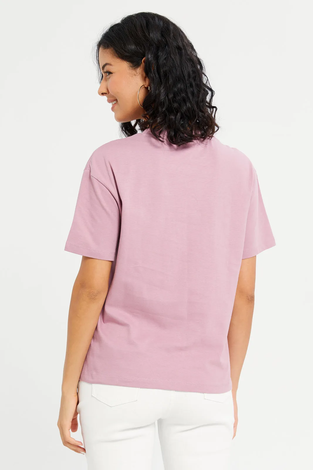 Women Mauve Boxy With Pocket T-Shirt